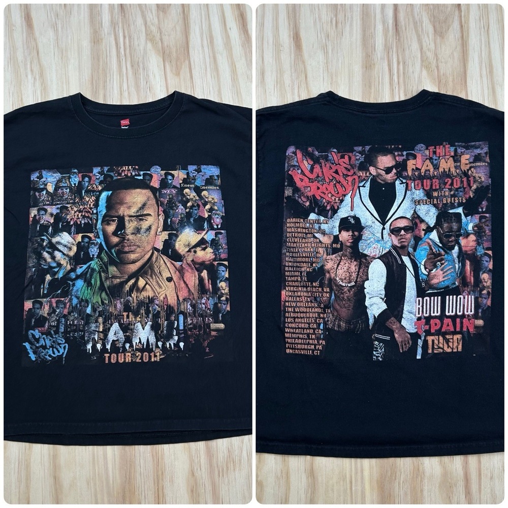 2011 Chris Brown Fame Tour Band Tee Shirt Size‎ M Album Music Y2K Hip Hop